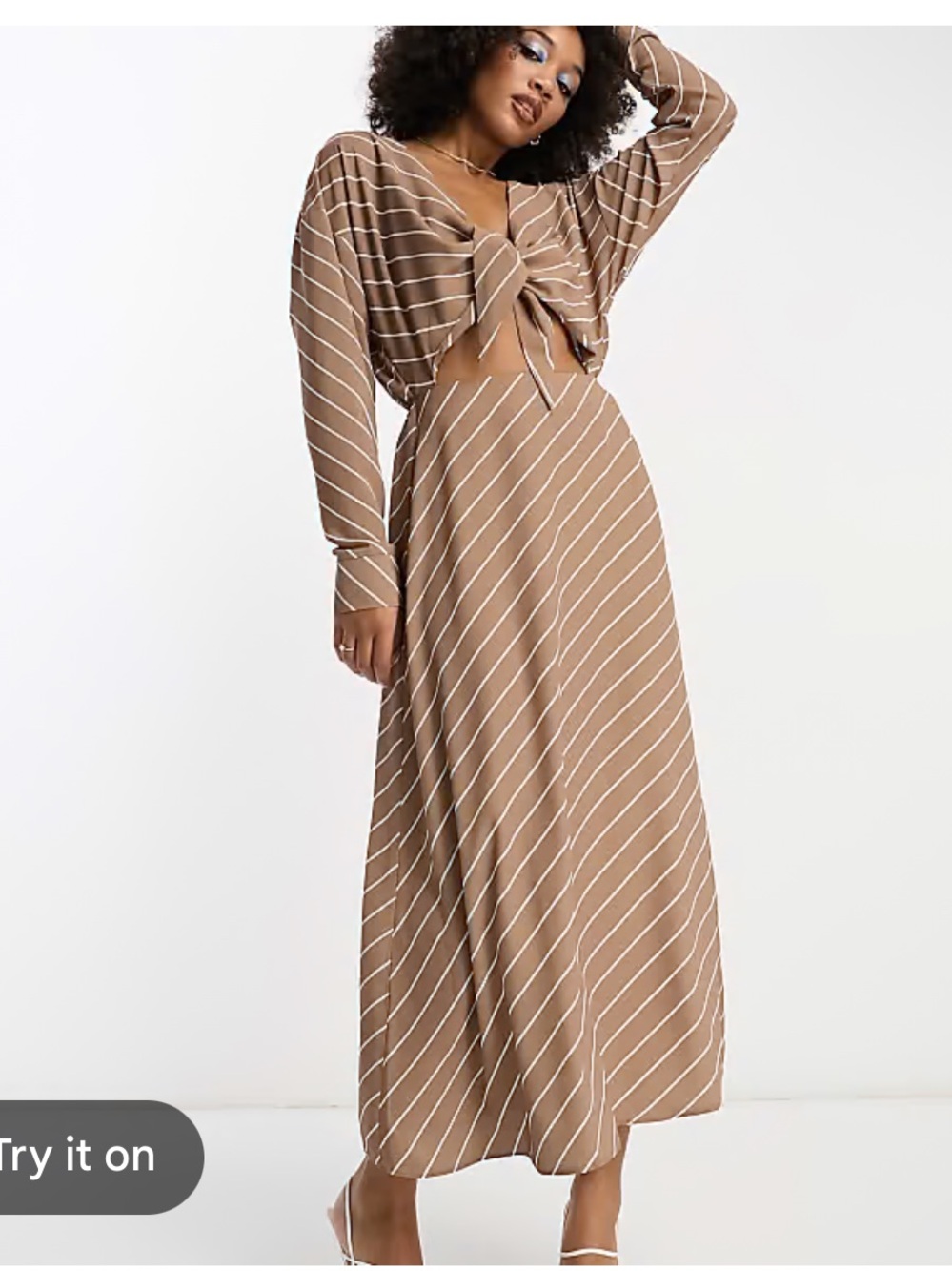 Striped Tie-Front Maxi Dress